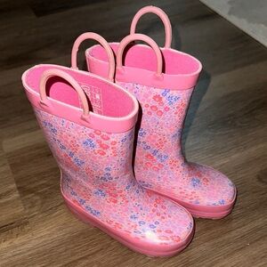 Joe Fresh Floral Pink Kids Rain Boots Size 8 Toddler